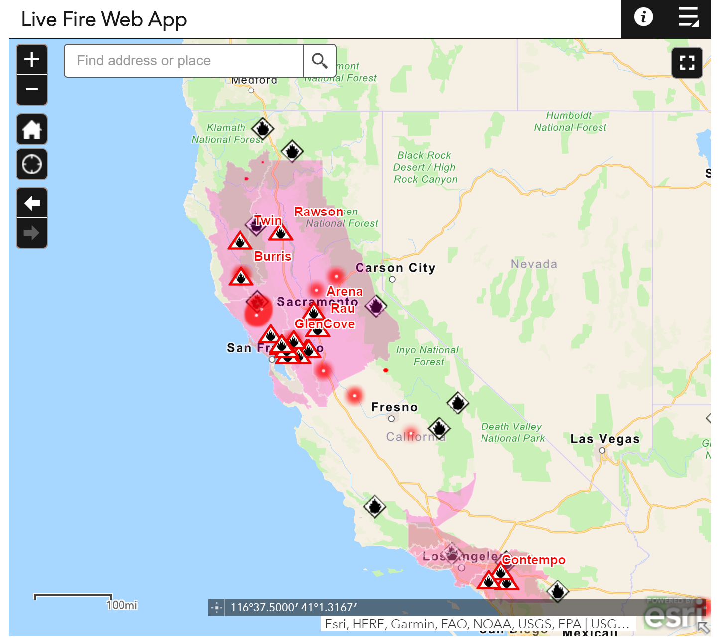 California Real Time Fire Map - United States Map